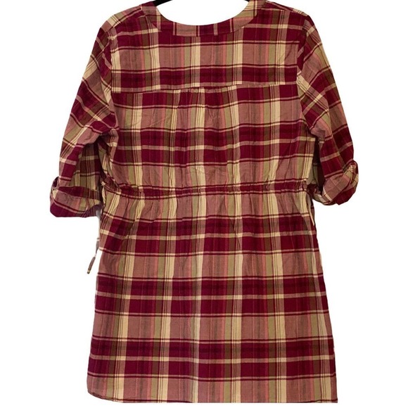 Oh Baby Maternity Size Large Red/Tan Plaid Button-up Shirt Tunic By Motherhood - Picture 2 of 12